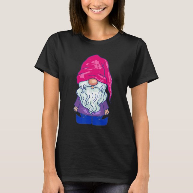 Bisexual Gnome Beanie Bisexual Pride LGBTQ Bisexua T-Shirt (Front)