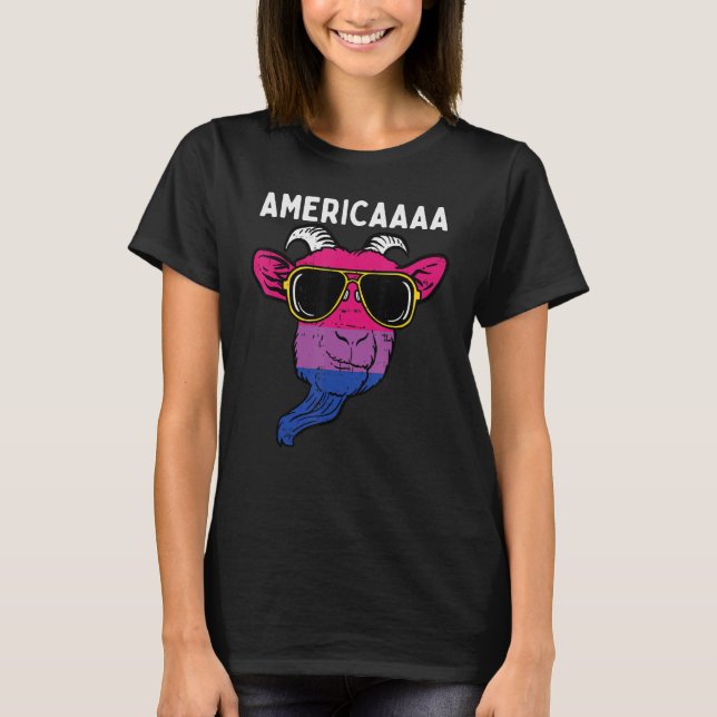 Bisexual Goat America Fun Bi Pride Flag Lgbtq Men  T-Shirt (Front)