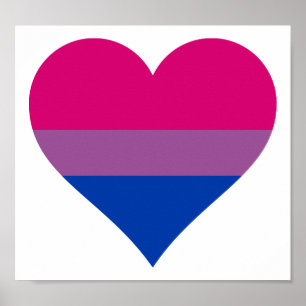 Bisexual Heart LGBTQ Pride Flag Poster