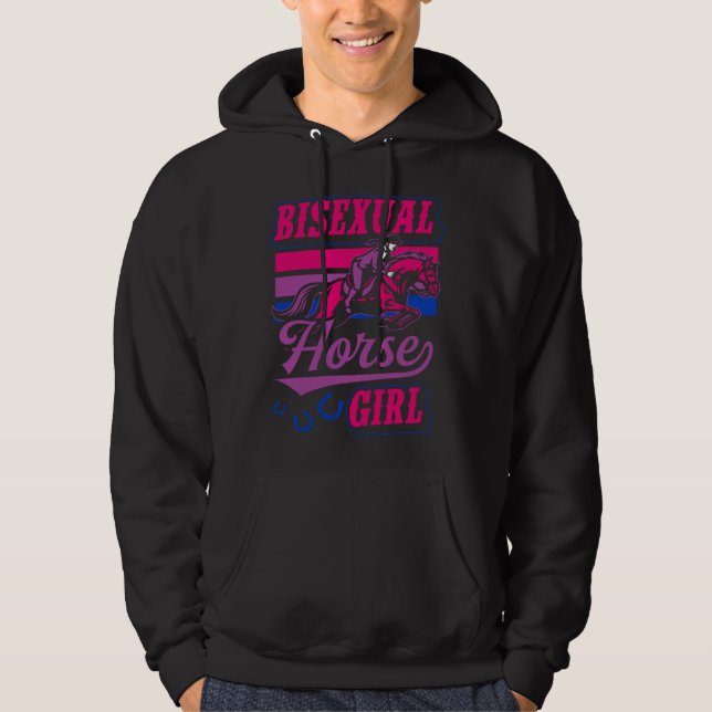 Bisexual Horse Girl Bisexual Pride Horse  Equestri Hoodie (Front)