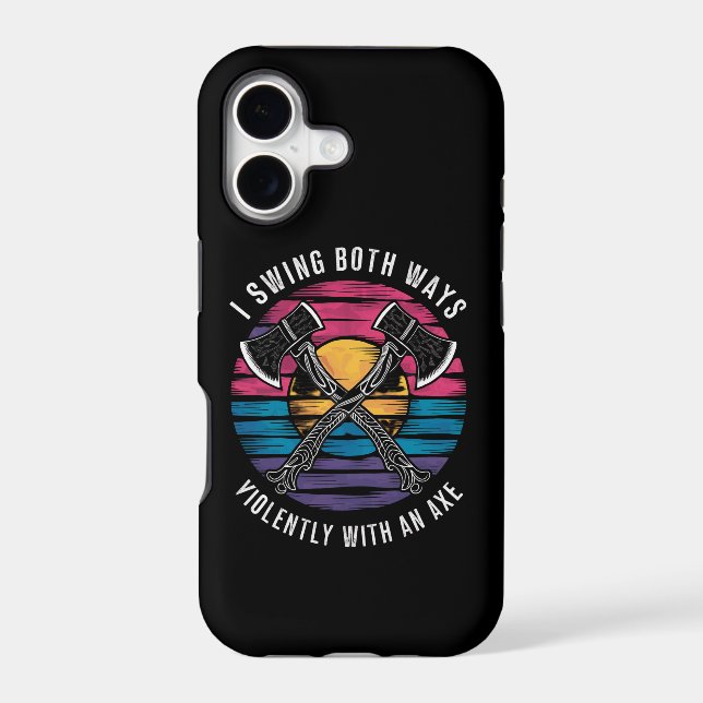 Bisexual I Swing Both Ways Axe Funny Bi Pride Flag (Back)