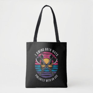 Bisexual I Swing Both Ways Axe Funny Bi Pride Flag Tote Bag