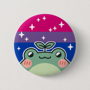 Bisexual LGBT Pride Flag Frog Button