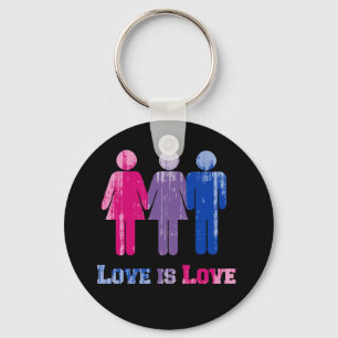 Bisexual Love is Love distressed.png Key Ring