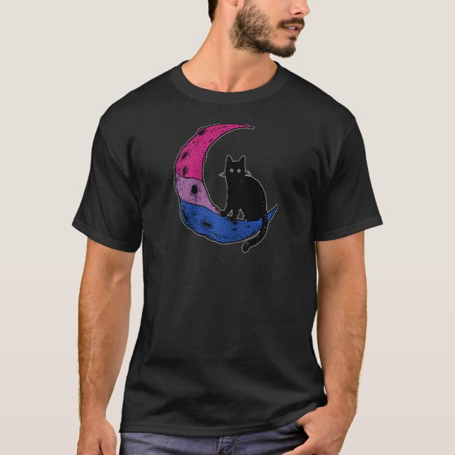 Bisexual Moon Space Cat Lgbt Gay Festival Pride Wi T-Shirt (Front)