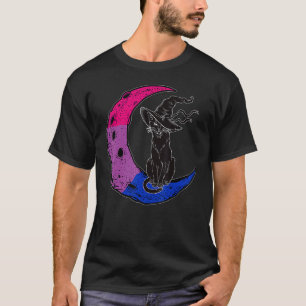 Bisexual Moon Space Cat Witch Pride Halloween T-Shirt