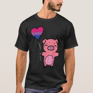 Bisexual Pig Heart Cute Bi Pride Flag LGBTQ Women T-Shirt
