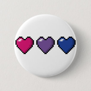 Bisexual Pixel Hearts 6 Cm Round Badge