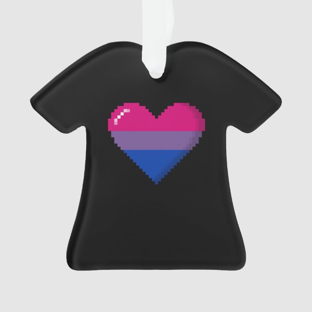 Bisexual Pride 8-Bit Pixel Heart Ornament (Front)