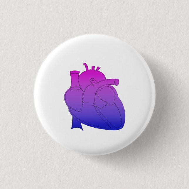 Bisexual Pride Anatomical Heart 3 Cm Round Badge (Front)