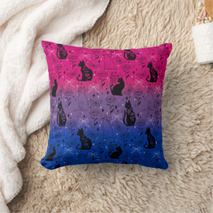 Bisexual Pride Black Cat - Mystical Witchy Cushion