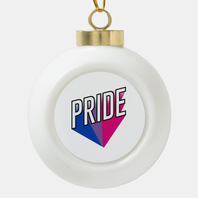 Bisexual Pride Burst Ceramic Ball Christmas Ornament (Front)