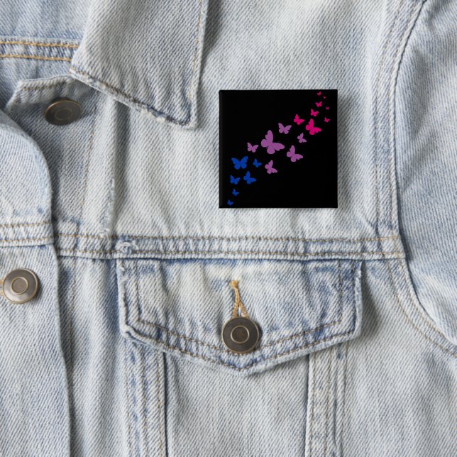 Bisexual Pride Butterfly Trail 15 Cm Square Badge (In Situ)
