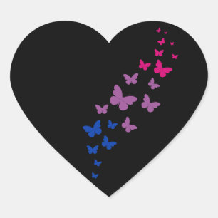 Bisexual Pride Butterfly Trail Heart Sticker
