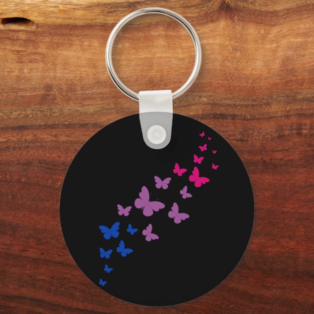 Bisexual Pride Butterfly Trail Key Ring (Front)