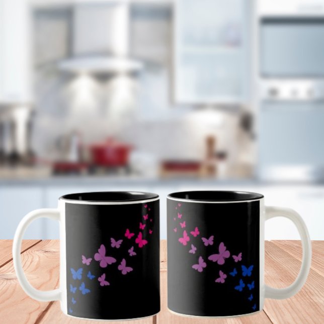 Bisexual Pride Butterfly Trail Two-Tone Coffee Mug (Creator Uploaded)