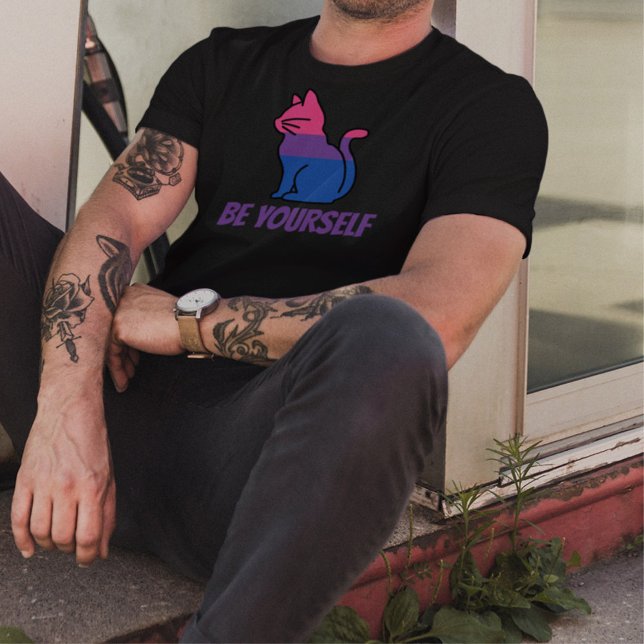 Bisexual Pride Cat  - Be Yourself T-Shirt (Creator Uploaded)
