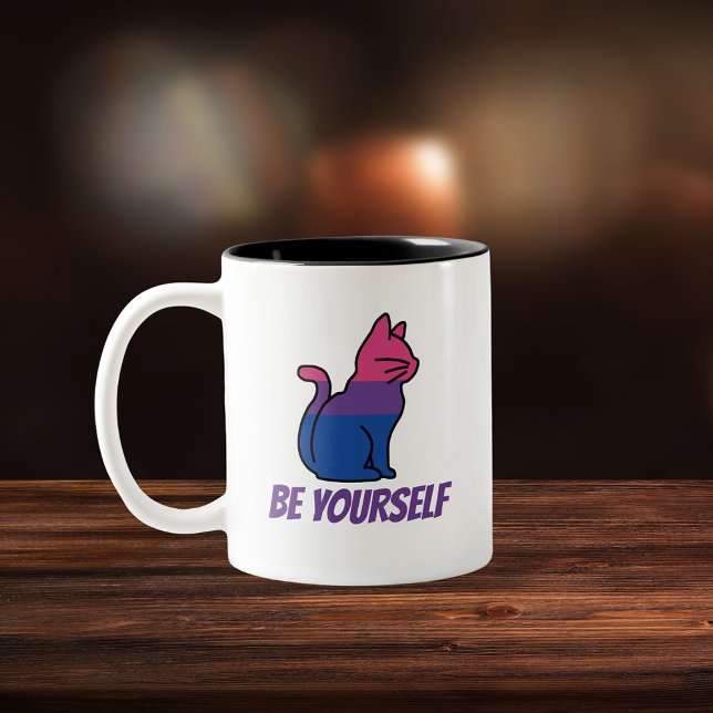 Bisexual Pride Cat  - Be Yourself Two-Tone Coffee Mug (Creator Uploaded)