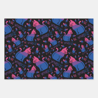 Bisexual Pride Cat - Be Yourself Wrapping Paper Sheet