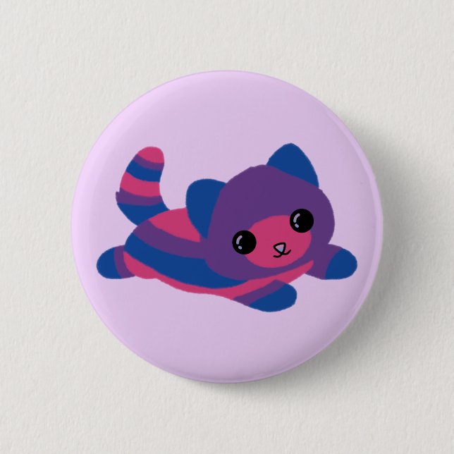 Bisexual Pride Cat Button (Front)