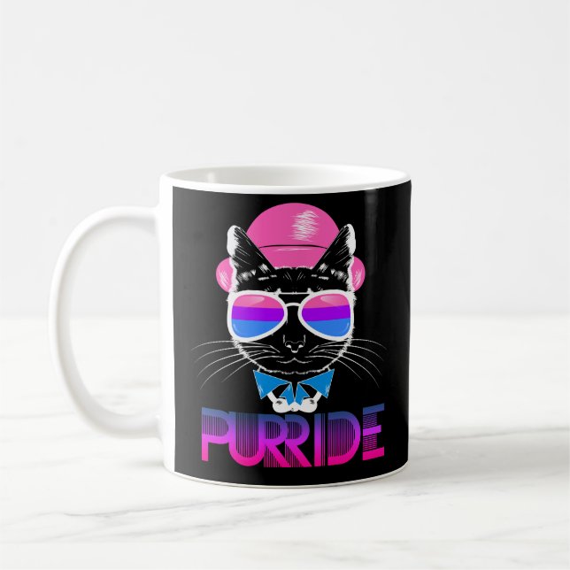 Bisexual Pride Cat Purride Funny Coffee Mug LGBTQ (Left)