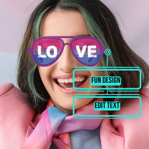 Bisexual Pride Celebrate LOVE Aviator Sunglasses