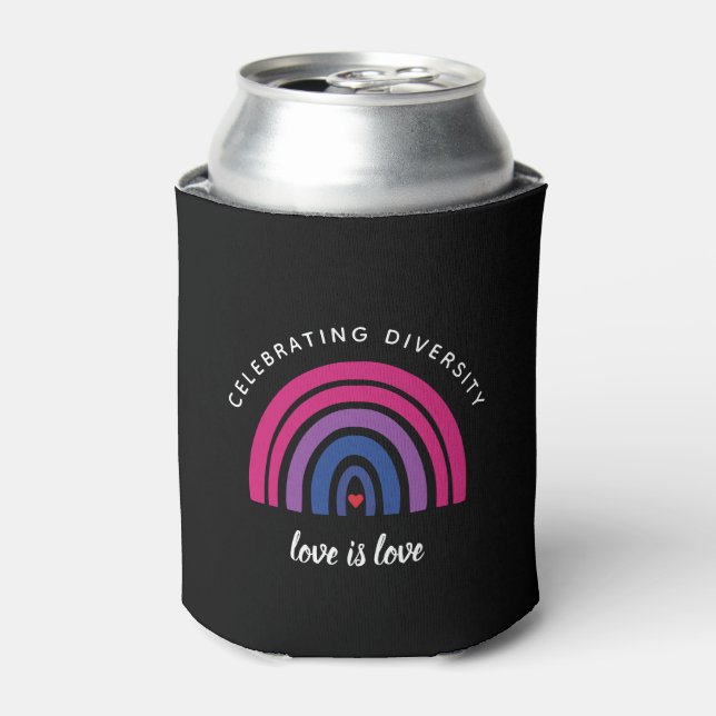 Bisexual Pride Celebrating Diversity Love Is Love Can Cooler (Can Front)