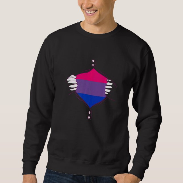 Bisexual Pride Chest Bisexual Flag LGBTQ Bi Pride  Sweatshirt (Front)