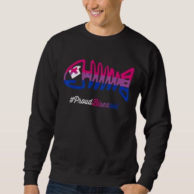 Bisexual Pride Fish Skeleton  Lgbtq Bisexuality Bi Sweatshirt (Front)