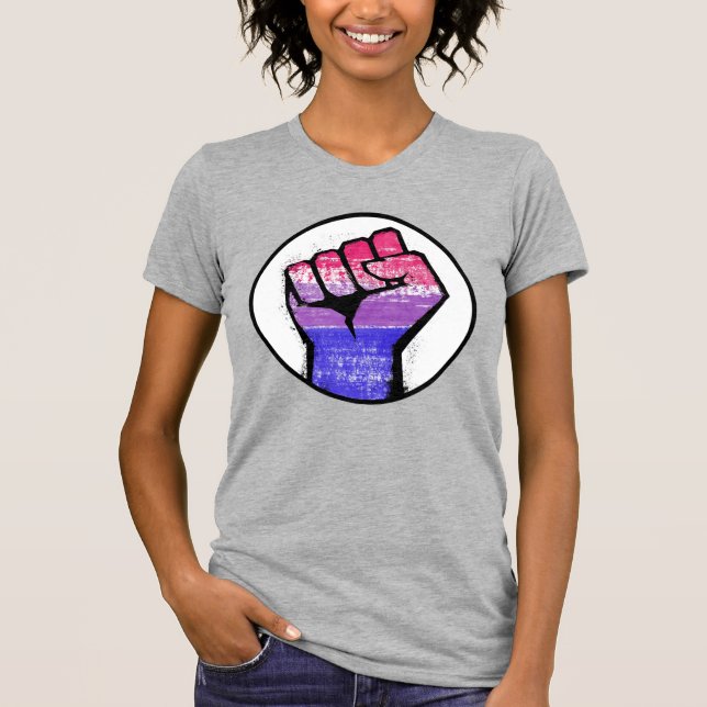Bisexual Pride Fist Circle T-Shirt (Front)