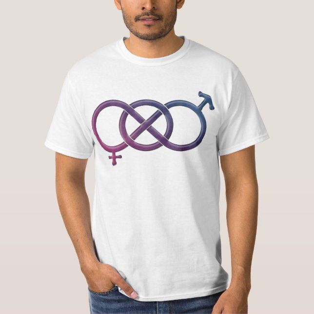 Bisexual Pride Flag Coloured Gender Knot Symbol T-Shirt (Front)