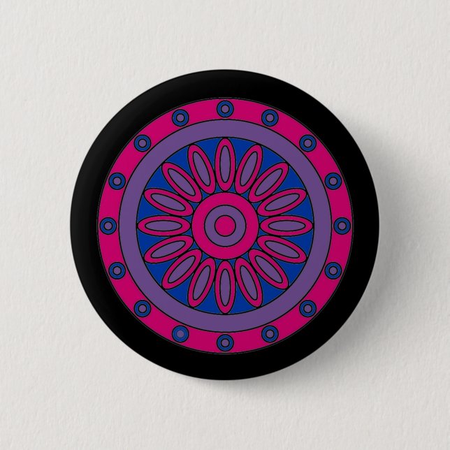 Bisexual Pride Flag Colours Mandala LGBT 6 Cm Round Badge (Front)