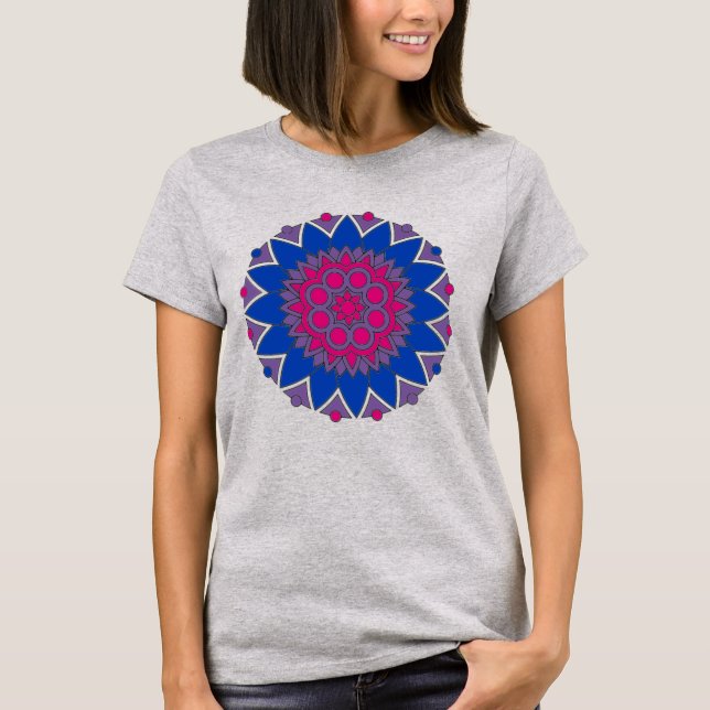 Bisexual Pride Flag Colours Mandala LGBTQ+ T-Shirt (Front)