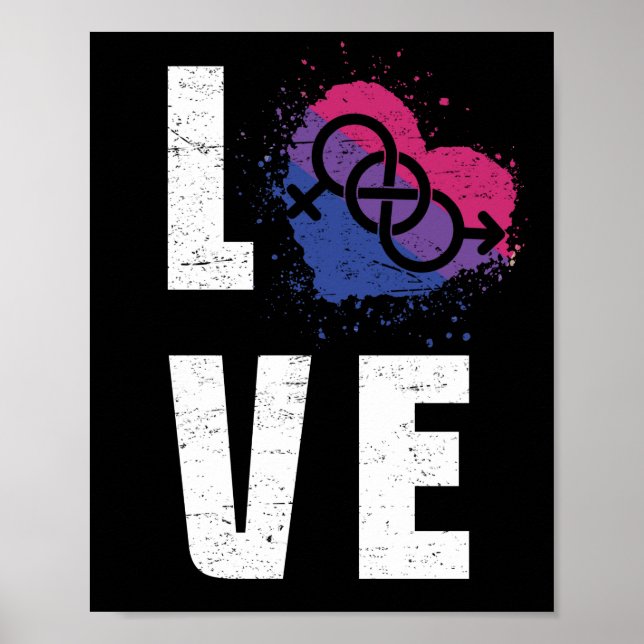 Bisexual Pride Flag Heart Love Poster (Front)