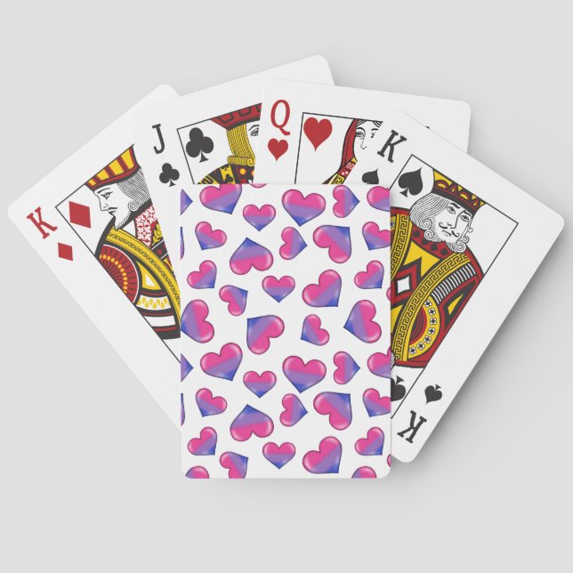 Bisexual Pride Flag Hearts Playing Cards (Back)