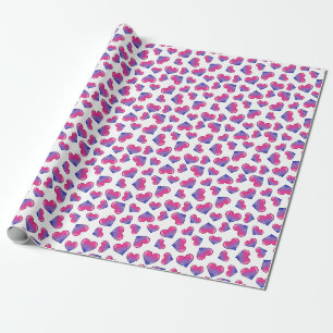 Bisexual Pride Flag Hearts Wrapping Paper