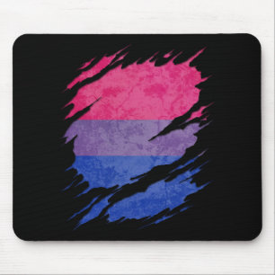 Bisexual Pride Flag Ripped Reveal Mouse Pad