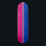 Bisexual Pride Flag Skateboard<br><div class="desc">This design features the bisexual pride flag, which was first designed by Michael Page in 1998. It was intended to give the bisexual community its own symbol comparable to the gay pride flag. In the flag, the pink is for same gender attraction, blue is for different gender attraction, and purple...</div>