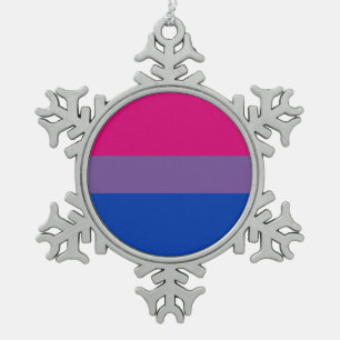 Bisexual Pride Flag Snowflake Pewter Christmas Ornament