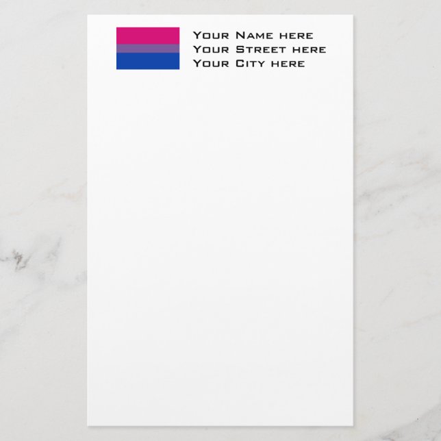Bisexual Pride Flag Stationery (Front)
