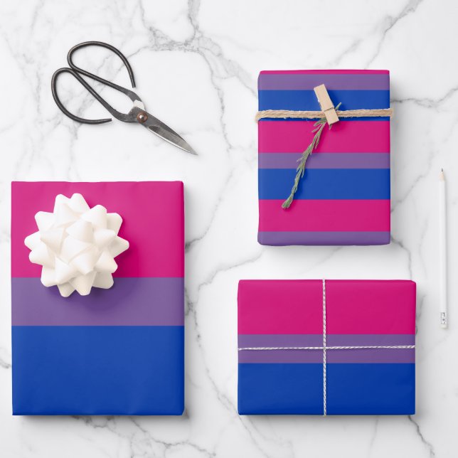 Bisexual Pride Flag Wrapping Paper Sheet (Front)