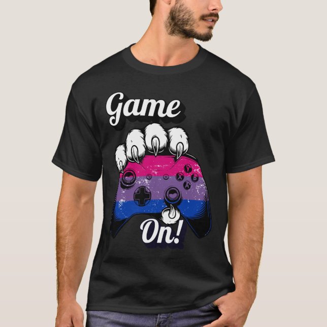 Bisexual Pride Game On Tiger Paw Controller Shirt (Front)