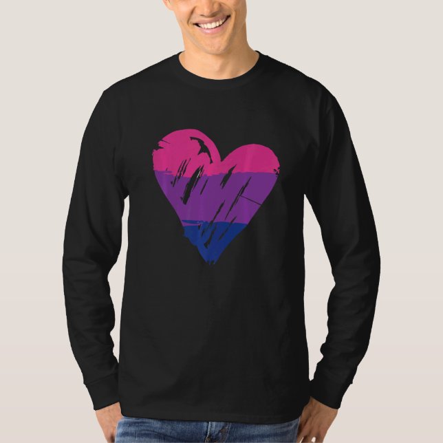 Bisexual Pride Heart Flag T-Shirt (Front)