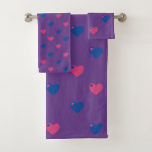 Bisexual Pride Hearts Bathroom Towels