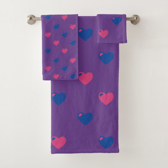 Bisexual Pride Hearts Bathroom Towels (Insitu)