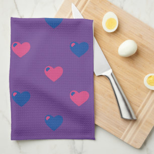 Bisexual Pride Hearts Kitchen Towel