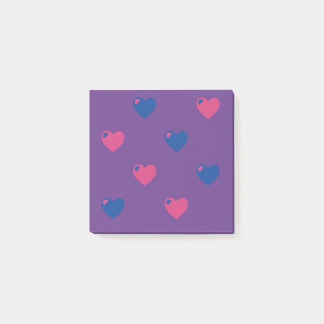 Bisexual Pride Hearts Post-it Notes (Front)