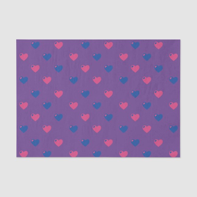 Bisexual Pride Hearts Tissue Paper (Front)