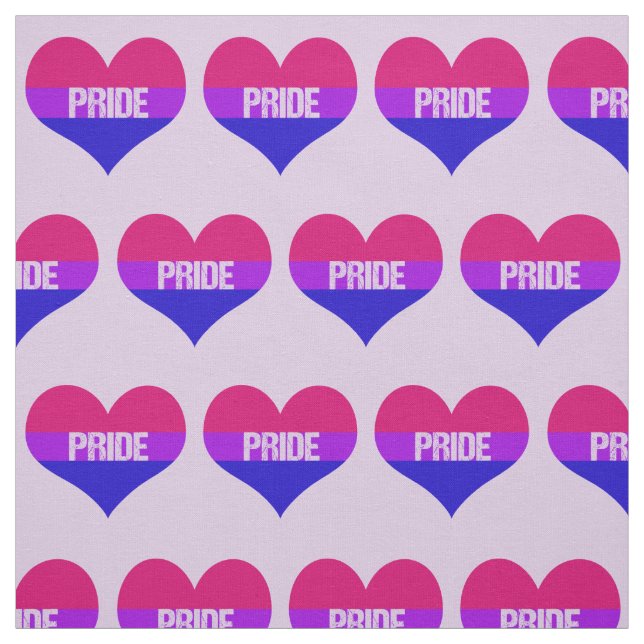 Bisexual Pride Love Hearts Fabric (Swatch)