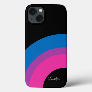 Bisexual Pride Rainbow Flag Personalised Black iPhone 13 Case